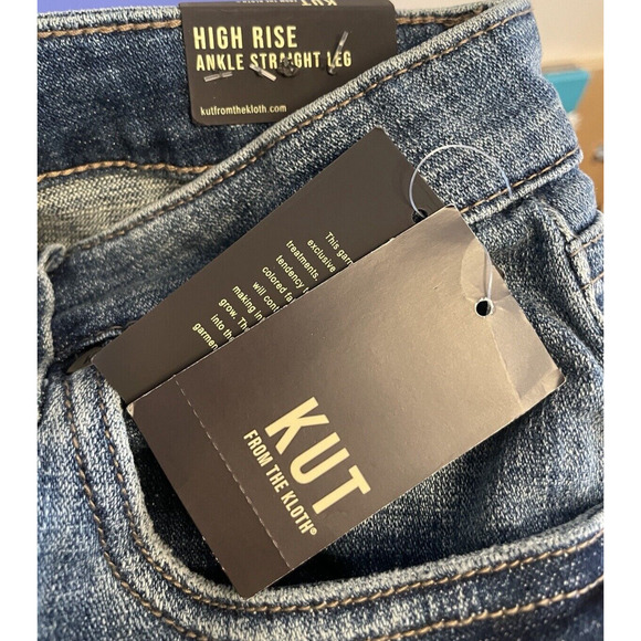 Kut From The Kloth High Rise Ankle Straight Leg Jeans Size 20W Blue Rips NWT - Picture 8 of 8
